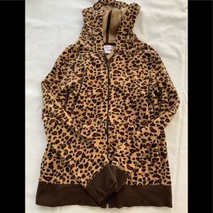 EUC Circo Velour Leopard Zip Hoodie
